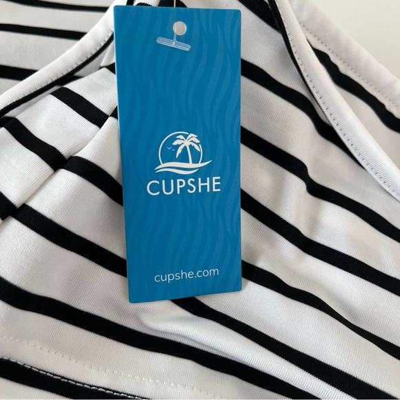 CUPSHE White Black Stripe Scoop Neck Sleeveless Maxi Dress Coverup - Picture 11 of 16